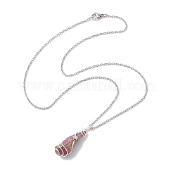 Mixed Color Dyed Natural Quartz Crystal Irregular Nugget Pendant Necklace&nbsp;NJEW-JN04627-01