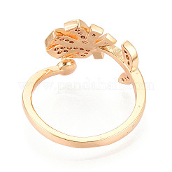 Tropical Leaf Shape Brass Micro Pave Clear Cubic Zirconia Cup Peg Ring Settings&nbsp;KK-T076-12G