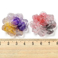 光る透明エポキシ樹脂デコデンカボション  暗闇で光る花  ミックスカラー  31.5x31x11.5mm&nbsp;CRES-M032-04B