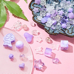 不透明＆透明アクリルビーズ  混合図形  暗い蘭  7.5~33x7.5~43.5x4.5~16mm  穴：1.2~4mm  約50 G /袋&nbsp;MACR-YW0002-01A