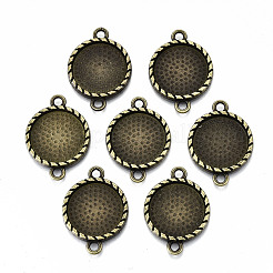 Tibetan Style Alloy Flat Round Cabochon Connector Settings&nbsp;TIBE-Q038-017A-AB-NR