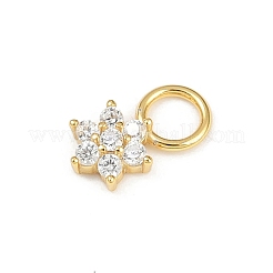 925スターリングシルバーマイクロパヴェクリアキュービックジルコニアチャーム  ゴールドカラー  花  10x5x2mm  穴：3mm&nbsp;STER-G048-01G-04