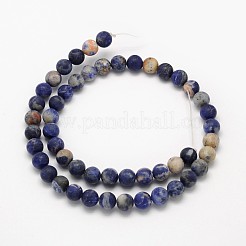 つや消しラウンド天然のオレンジ色ソーダライトビーズ連売り  8mm  穴：1mm  約49個/連  15.3インチ&nbsp;G-N0166-63-8mm