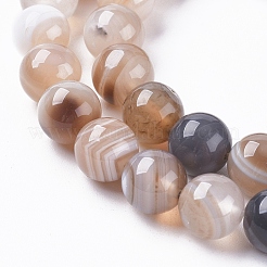 天然石縞瑪瑙/バンデットアゲートビーズ連売り  染め＆加熱  ラウンド  ペルー  8mm  穴：1.2mm  約47個/連  14.96インチ（38cm）&nbsp;G-G582-8mm-57