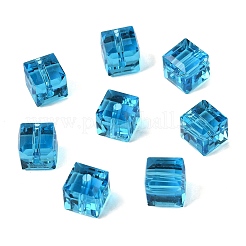 模造オーストリアクリスタルビーズ  グレードAAA  多面カット  キューブ  ドジャーブルー  8x8x8mm（誤差範囲0.5~1mm以内のサイズ）  穴：0.9~1.6mm&nbsp;X-SWAR-F074-8x8mm-25