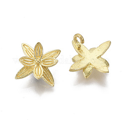 真鍮製チャーム  ニッケルフリー  花  生（メッキなし）  15x15x7mm  穴：1.4mm&nbsp;KK-T057-018-NF