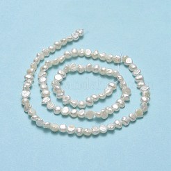 天然養殖淡水パールビーズ連売り  研磨両側  リネン  4x3~3.5x3mm  穴：0.5mm  約93個/連  13.5''（34.5センチメートル）&nbsp;PEAR-A005-06-01