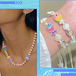 16色塗装ガラスビーズ8個  魚  エナメル  ミックスカラー  20x13x5.5mm  穴：1.4mm  2個/カラー&nbsp;LAMP-PA0001-38