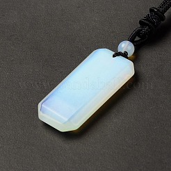 Opalite Rectangle Pendant Necklace with Nylon Cord for Women&nbsp;NJEW-C001-01A-04