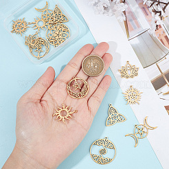 16Pcs 8 Style 304 Stainless Steel Pendants&nbsp;STAS-SC0003-92G