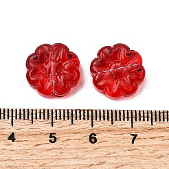 ガラスビーズ  花  ファイヤーブリック  13.5x5.5mm  穴：1mm&nbsp;GLAA-D303-03H