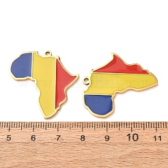 304ステンレススチールとエナメルペンダント  マップチャーム  イオンプレーティング（ip）  ゴールドカラー  33x30x1.5mm  穴：1.9mm&nbsp;SA-CBA6ECE-01G-G01
