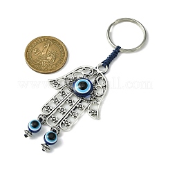 樹脂と合金のナザールボンジュウチャームキーホルダー  鉄製スプリットリング付き  ハムサの手  10.6cm&nbsp;KEYC-JKC00619-01