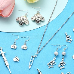 40pcs8スタイルチベットスタイルアロイペンダント  救急救命士ペンダント  医療テーマ  アンティークシルバー  13~61.5x6.5~27.5x2~7.5mm  穴：1.2~4.5mm  5個/スタイル&nbsp;TIBEP-YW0001-86