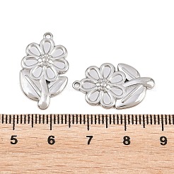 エナメル用304ステンレススチール製ペンダント台座  花のチャーム  ステンレス鋼色  22.5x13.5x2mm  穴：1.2mm&nbsp;STAS-L317-18P