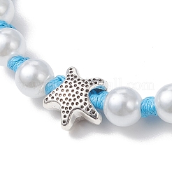 ABS Plastic Imitation Pearl Beads Braided Bead Bracelets for Women&nbsp;BJEW-JB13064
