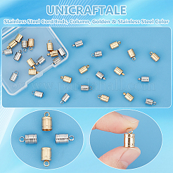 30Pcs 2 Colors 201 Stainless Steel Cord Ends&nbsp;STAS-UN0055-46