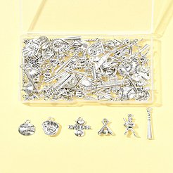 70個 7スタイル チベットスタイル 合金メッセージペンダント  スポーツチャーム  カドミウムフリー＆鉛フリー  アンティークシルバー  18.2~35x4.5~18.7x3~5mm  穴：1.5~2mm  10個/スタイル&nbsp;TIBEP-FS0001-36