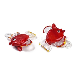 手作りランプワークペンダント  海の動物チャーム  魚  31~32.5x28~29.5x10.5~13.5mm  穴：2.5~3.5mm&nbsp;LAMP-I027-05C