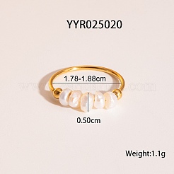 フレンチスタイルの淡水真珠ステンレススチール製指輪（女性用）  18KGP本金メッキ  5mm  内径：17.8~18.8mm&nbsp;OM4825