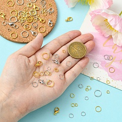 DIYジュエリーセット  鉄と真鍮の丸カン付き  亜鉛合金カニカン  ステンレス製のビーズピンセット  炭素鋼プライヤーと真鍮製の指カン  プラチナ·ゴールデン  130x50x15mm&nbsp;DIY-YW0001-48-A