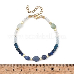 Dyed Natural Malaysia Jade & Dyed & Heated Blue Aventurine & Amazonite Nuggets & Rondelle Beaded Bracelets for Women&nbsp;BJEW-JB14090-01