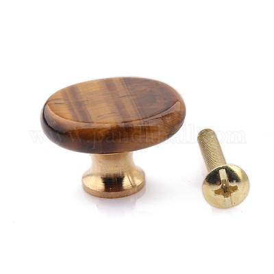 Flat Round Natural Tiger Eye Drawer Knobs&nbsp;PW-WG94208-06-1