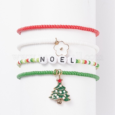 Wholesale 4Pcs Style Glass Seed Beaded Stretch Bracelets Set