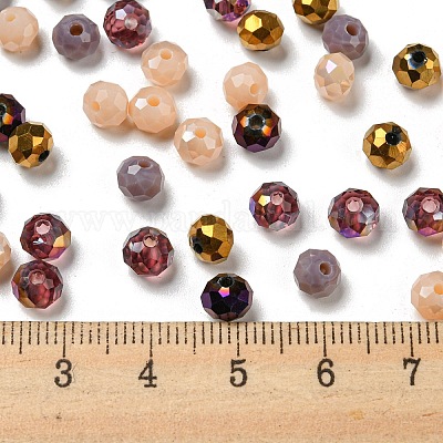 ガラスビーズ  多面カット  ロンデル  コーヒー  6x5mm  穴：1mm  約2360個/500g&nbsp;EGLA-A034-LM6mm-13-1