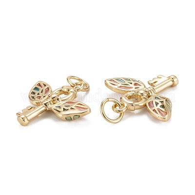 Brass Enamel  Pendants&nbsp;KK-C223-12G-1