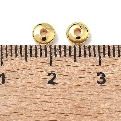 真鍮ビーズ  ロンデル  ラックめっき  カドミウムフリー＆鉛フリー  18KGP本金メッキ  5x2mm  穴：1.5mm&nbsp;KK-I476-30B-G-1