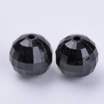 透明なアクリルビーズ  多面カット  ラウンド  ブラック  6x5.5mm  穴：1.3mm  約4200個/500g&nbsp;TACR-Q254-6mm-V72-1