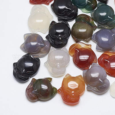 天然石瑪瑙ペンダント  キツネ  22.5~23x19~20x8.5~9.5mm  穴：1mm&nbsp;G-T122-16-1