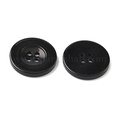樹脂ボタン  染め  フラットラウンド  ブラック  23x3mm&nbsp;RESI-D033-23mm-02-1