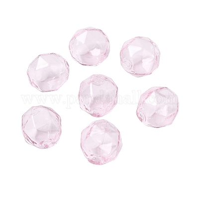 透明ガラスビーズ  多面カット  ラウンド  パールピンク  14x13.5x14mm  穴：1.6mm&nbsp;LS-GLAA-A041-01A-05-1