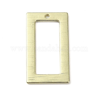 ラックメッキ合金ペンダント  長方形  ゴールドカラー  32x18x1.2mm  穴：1.4mm&nbsp;PALLOY-K023-14G-1