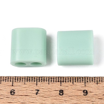 ABSプラスチックビーズ  正方形  2穴  5~6mmコードに適合  アクアマリン  15x15x8.5mm  穴：4.8mm&nbsp;OACR-N156-07G-1