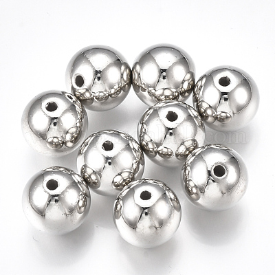 CCBプラスチックビーズ  ラウンド  プラチナ  10x9.5mm  穴：1.5~2mm  約850個/500g&nbsp;CCB-S160-49P-1