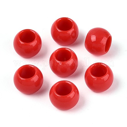 不透明なアクリルビーズ  ラウンド  レッド  12x9.8mm  穴：6.5mm  約850個/500g&nbsp;SACR-N018-05F-1