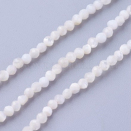 シェルビーズ連売り  多面カット  ラウンド  2~2.5mm  穴：0.5mm  約180~200個/連  14.5~16.1インチ（37~41cm）&nbsp;G-F619-27-2mm-1