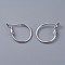 Brass Hoop Earrings, Ring, Platinum, 20x1.5mm, Pin: 0.6mm