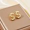 Brass Stud Earrings, Golden, Letter S, 17x13mm