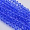 Faceted Bicone Glass Beads Strands, Royal Blue, 4x4mm, Hole: 0.8~1mm,, about 75~78pcs/strand, 28~29cm