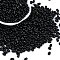 Baking Paint Glass Seed Beads, Round Hole, Peanut, Black, 3.5x6x3.5mm, Hole: 0.9mm, about 3750pcs/pound