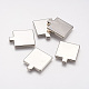 CCBプラスチックペンダント  正方形  プラチナ  36x30x4mm  穴：2mm&nbsp;CCB-P004-39P-1