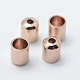 真鍮製コードエンドパーツ  エンドキャップ  コラム  長持ちメッキ  ローズゴールド  5x4mm  穴：1mm  3mm内径&nbsp;KK-K206-05RG-1