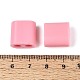 ABSプラスチックビーズ  正方形  2穴  5~6mmコードに適合  ピンク  15x15x8.5mm  穴：4.8mm&nbsp;OACR-N156-07D-3