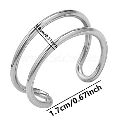 Stainless Steel Cuff Rings for Women, Double Layered Design Rings, Stainless Steel Color, 8mm, Inner Diameter: 17mm