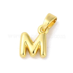 ラックメッキ真鍮チャーム  ゴールドカラー  長持ちメッキ  カドミウムフリー＆鉛フリー  文字m  10x7.5x2mm  穴：5x2.5mm