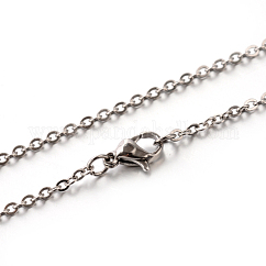 Tarnish Resistant 304 Stainless Steel Cable Chain Necklace, Stainless Steel Color, 17.7 inch(45cm), 2mm, Link: 2.5~2.9x2x0.5mm